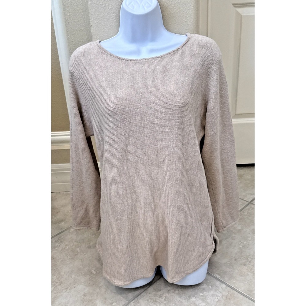 Michael Kors Womens Beige Long Sleeve Side Zip Knitted Pullover Sweater Size‎ M